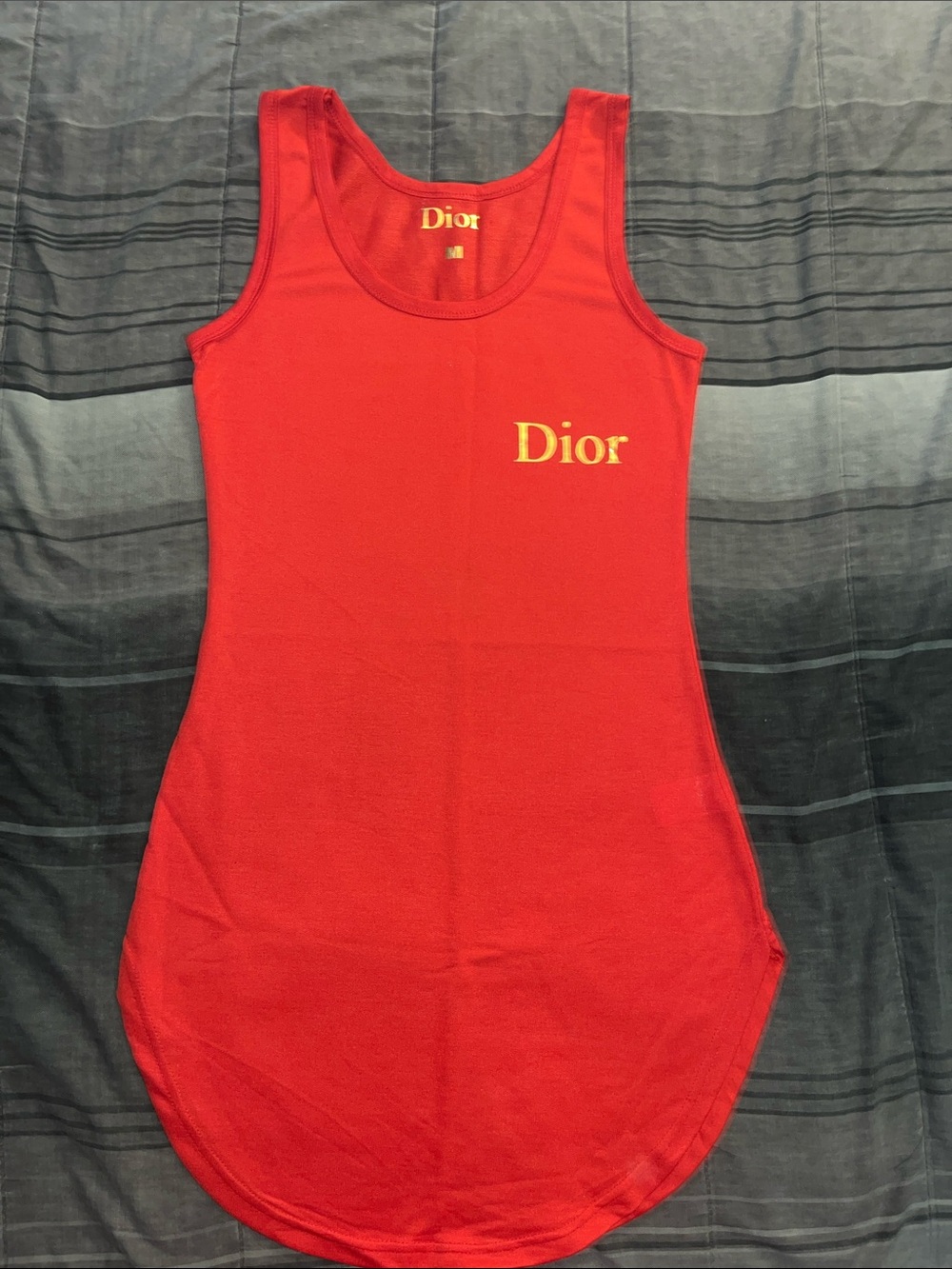 Red Asymmetrical Hem Tank Dress